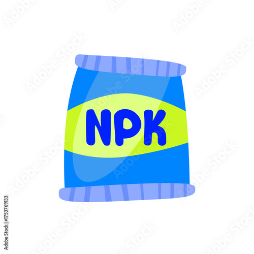 Chemical NPK (nitrogen, phosphate, potassium) fertilizers bag isolated on white background.