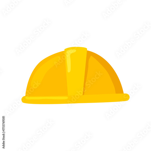 Bright Yellow Construction Safety Helmet Isolated on White Background