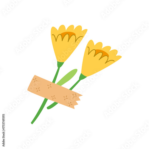 Yellow Illustration With Decorative Simple Design on White Background