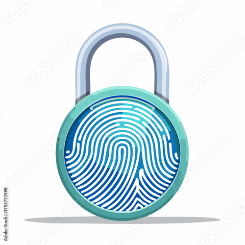 Digital Security Icon Depicting Fingerprint Authentication for Data Protection
