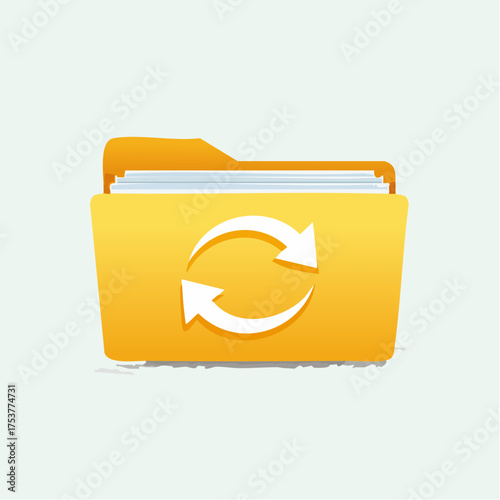 Illustrative depiction of a digital data folder with a recycling icon for information processing
