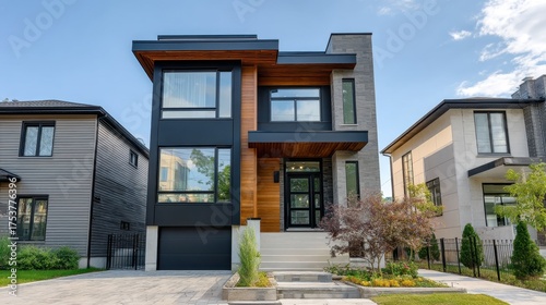 Modern Architectural Home with Clean Lines, Expansive Windows, and Unique Exterior Design in a Suburban Neighborhood