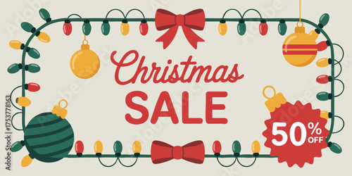 Christmas Sale is announced in an illustrated vintage design