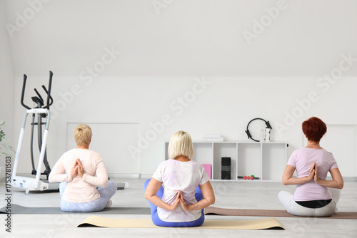 Sporty mature women practic...