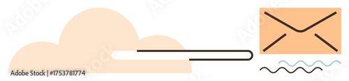Cloud, envelope, and streaming effect symbolize online communication, digital messaging, and data sharing. Ideal for collaboration, technology, email services, file transfer connectivity cloud