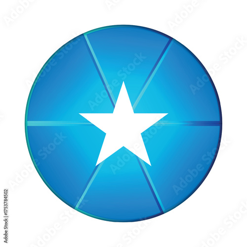 Glass light ball with flag of Somalia. Round sphere, template icon. Somali national symbol. Glossy realistic ball, 3D abstract vector illustration highlighted on a white background. Big bubble.