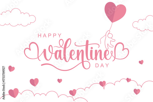 Valentine's day background with happy valentine lettering design for valentine greeting card