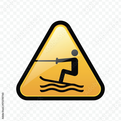 Warning sign for water skiing activity or water sports area