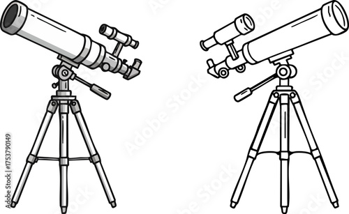 Telescope illustration against a black background perfect for astronomy enthusiasts