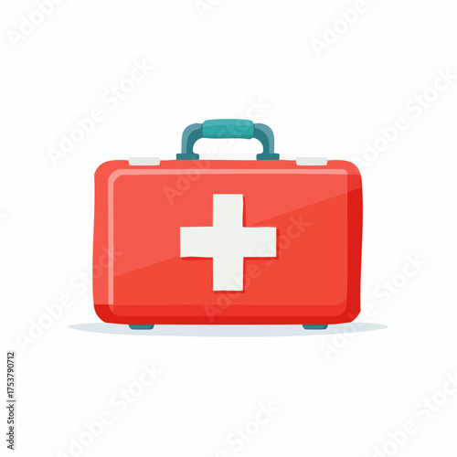 Red First Aid Kit Illustration for Medical Supplies and Emergency Healthcare