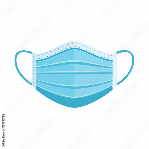 Blue Medical Face Mask Icon Protective Equipment for Healthcare and Safety | Isolated Vector Illustration