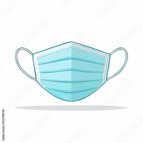 Illustration of a blue surgical face mask for healthcare and virus protection. A symbol of personal safety and hygiene