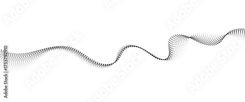Flowing Dot Wave halftone gradient pattern on transparent background	
