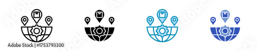 Global Distribution  Icon Set Multiple Style Collection