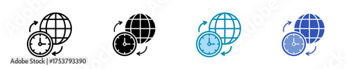 Time Zone  Icon Set Multiple Style Collection