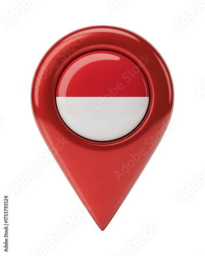 3D rendering of a prominent map pin featuring the vibrant red and white colors of the Monaco flag, indicating location or travel Free Download 3D rendering of a prominent map pin featuring the vibrant red and white colors of the Monaco flag, indicating location or travel - GFXLoad