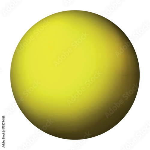 Glass yellow ball or precious pearl. Glossy realistic ball, 3D abstract vector illustration highlighted on a white background. Big metal bubble with shadow.