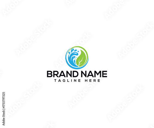 Dynamic Harmony: A sleek logo design captures the essence of nature's elements, with stylized waves, leaves, and the integration of both in harmonious balance. 