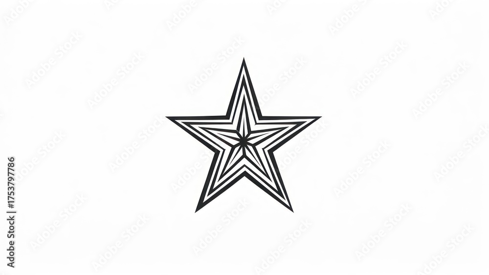 Fototapeta premium A simple, graphic outline of a layered star shape against a clean white background