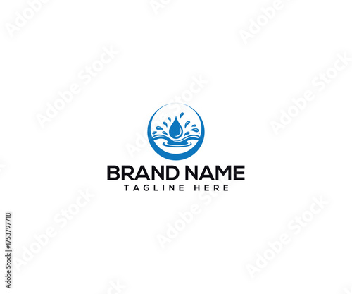 Water Logo Design: A captivating logo design, showcasing the essence of water through a dynamic composition of a splash within a circular frame.