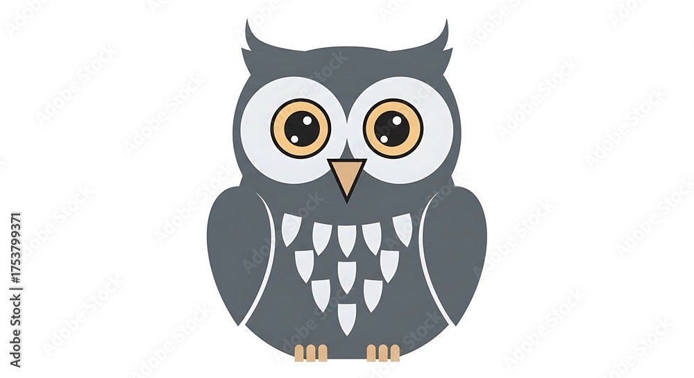 Fototapeta premium Cute Cartoon Owl Illustration.