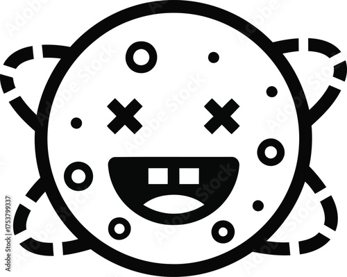 Cute Cartoon Virus Icon – Funny Germ Face Vector Illustration