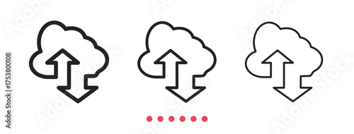 Cloud tech icon. Thin line icon vector
