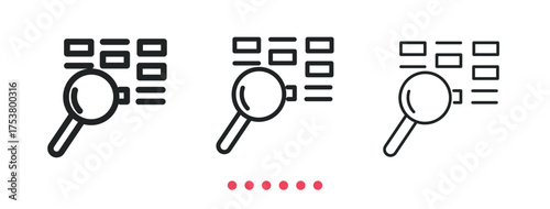 Search data icon. Thin line icon vector