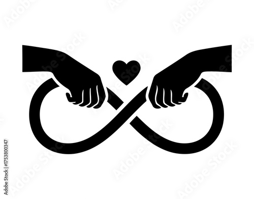Valentine holding hands vector art of hands holding infinity symbol with heart