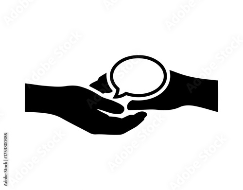 Valentine holding hands vector art of hands exchanging speech bubble concept