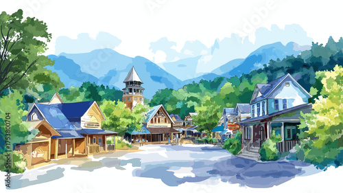 Dollywood. Dollywood hand drawn watercolor illustration