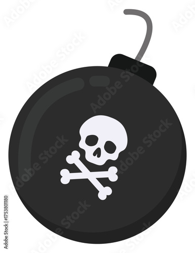 A black round bomb icon isolated on white background.