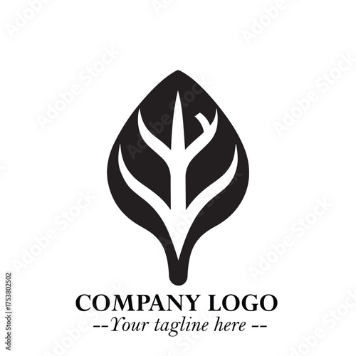 Spinach Logo Symbol in Black on the White Background Minimalist Leaf Vegetable Illustration
