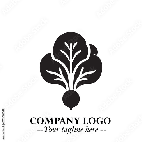 Spinach Logo Symbol in Black on the White Background Minimalist Leaf Vegetable Illustration
