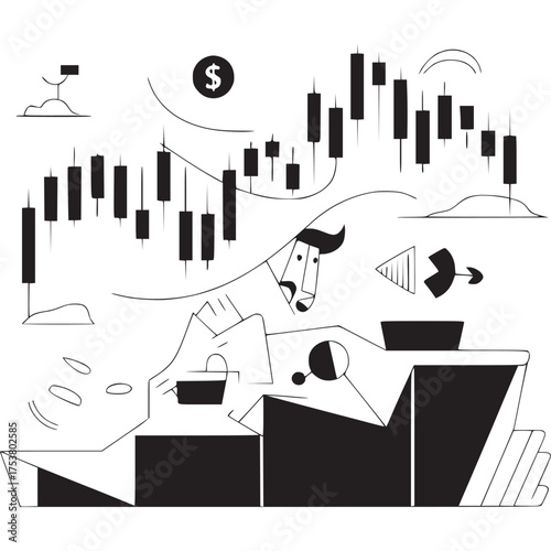 Vector art of abstract pattern of flowing lines and vertical bars