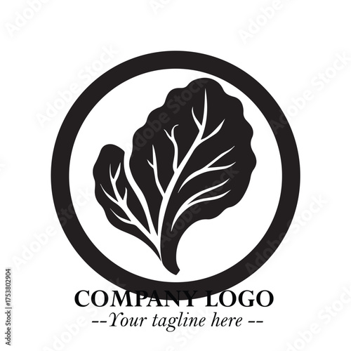 Spinach Logo Symbol in Black on the White Background Minimalist Leaf Vegetable Illustration
