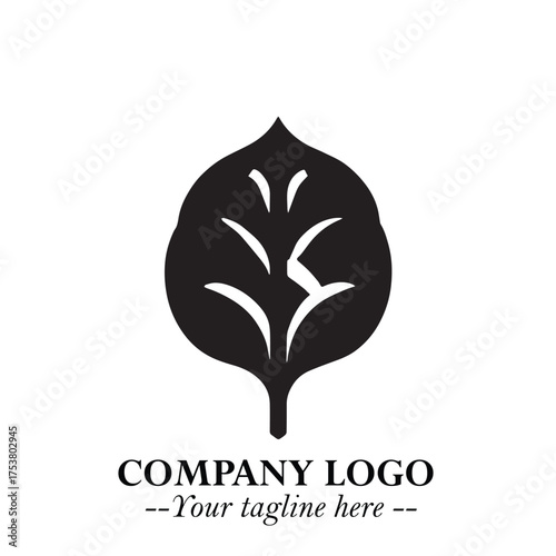 Spinach Logo Symbol in Black on the White Background Minimalist Leaf Vegetable Illustration
