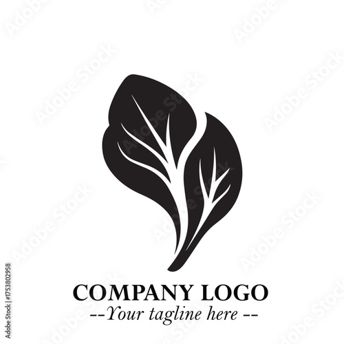 Spinach Logo Symbol in Black on the White Background Minimalist Leaf Vegetable Illustration