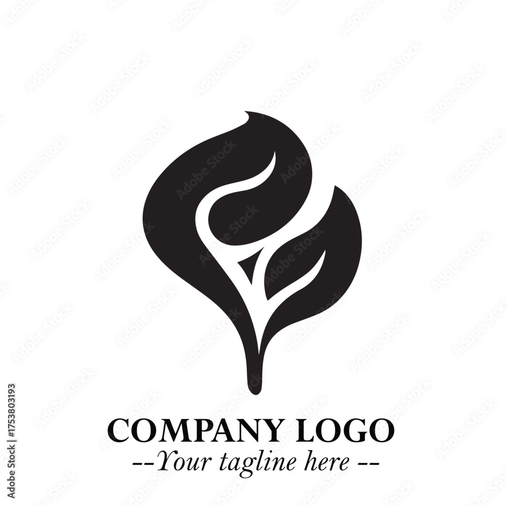 Naklejka premium Spinach Logo Symbol in Black on the White Background Minimalist Leaf Vegetable Illustration