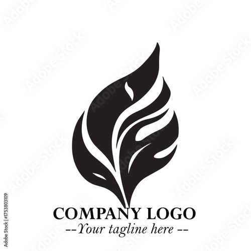 Spinach Logo Symbol in Black on the White Background Minimalist Leaf Vegetable Illustration