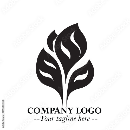 Spinach Logo Symbol in Black on the White Background Minimalist Leaf Vegetable Illustration