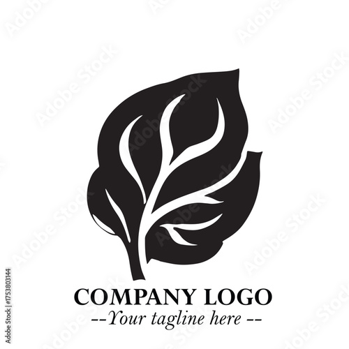 Spinach Logo Symbol in Black on the White Background Minimalist Leaf Vegetable Illustration