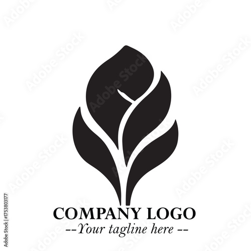 Spinach Logo Symbol in Black on the White Background Minimalist Leaf Vegetable Illustration