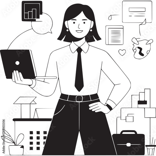 Vector art of black brush stroke on a light gray background