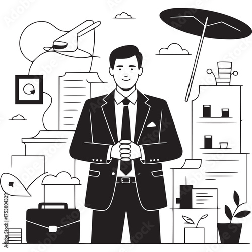 Vector art of abstract vertical wavy stripes pattern