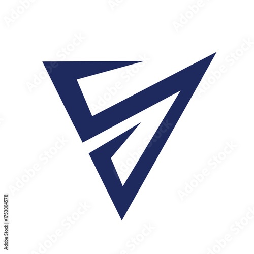 Modern and abstract logo design featuring a sharp, geometric shape resembling the letter V or a shield. Suitable for tech, security, speed, or automotive branding