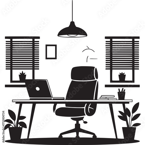 Vector art of black floral symmetrical pattern