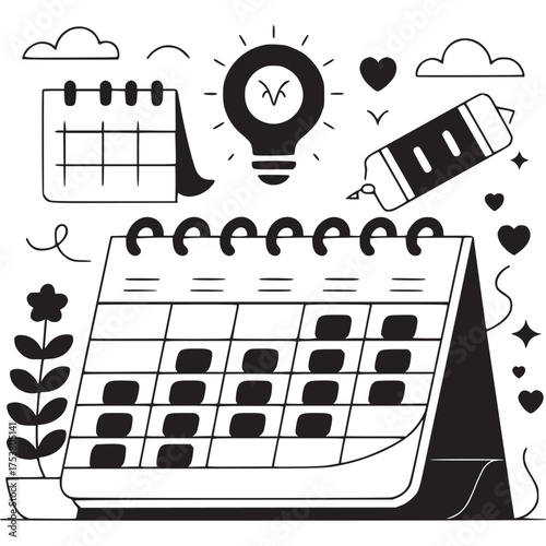 Vector art of set of cartoon clouds