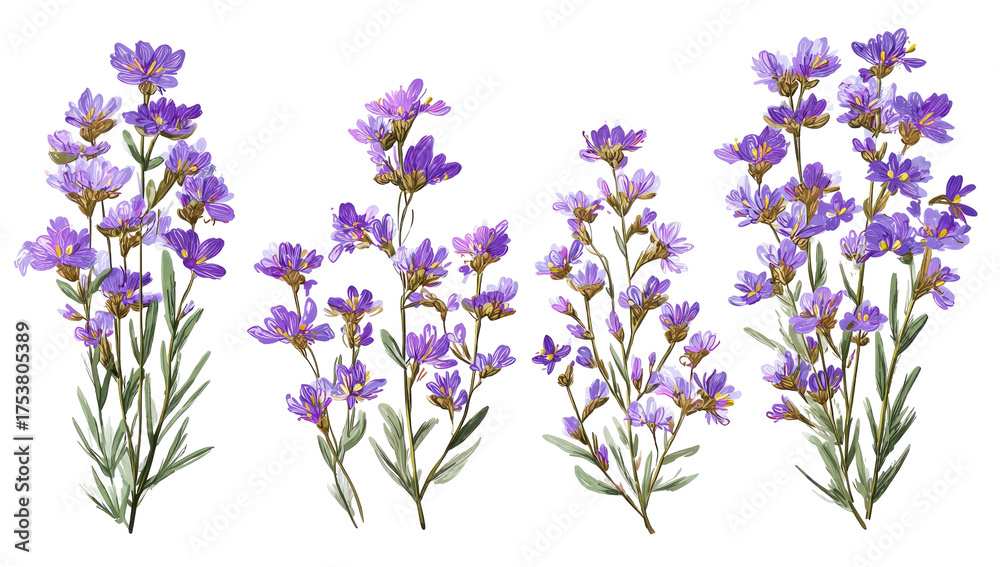 Naklejka premium Purple wildflowers in clusters