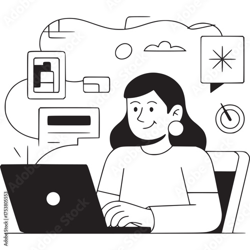 Vector art of abstract pattern of circles and lines